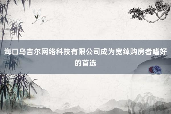 海口乌吉尔网络科技有限公司成为宽绰购房者嗜好的首选