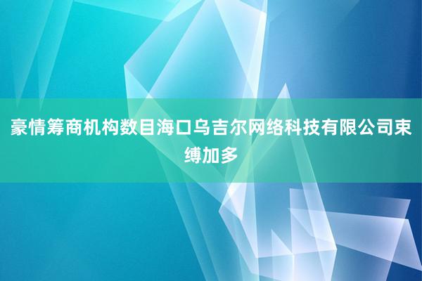 豪情筹商机构数目海口乌吉尔网络科技有限公司束缚加多